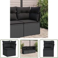 Garten-Ecksofa mit Kissen Schwarz Poly Rattan - Outdoor Möbel - Gartenmöbel - Ecksofa - Sonnenschirm - Lounge Set - The Living Store von THE LIVING STORE