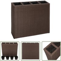 The Living Store - Garten-Hochbeet mit 4 Töpfen Poly Rattan Braun - Gartenhochbeet - Rattanpflanze - Outdoor Dekoration - Blumenerde - Topfset von THE LIVING STORE