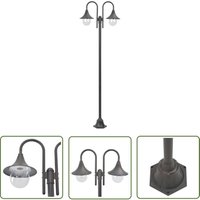 The Living Store - Garten-Pollerleuchte E27 220 cm Aluminium 2-Laterne Bronze - Gartenleuchte - LED-Beleuchtung - Außenstehleuchte - Laterne - Bronze von THE LIVING STORE