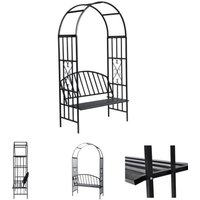 Prolenta Premium - The Living Store Garten-Rosenbogen mit Sitzbank - Rosenbögen, Gitter & Pergolen - Schwarz von PROLENTA PREMIUM