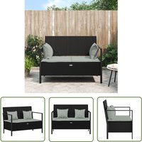 The Living Store - Gartenbank 2-Sitzer mit Kissen Schwarz Poly Rattan - Gartenzubehör - Gartenbank - Outdoor Möbel - Balkonmöbel - Terrassenmöbeln von THE LIVING STORE