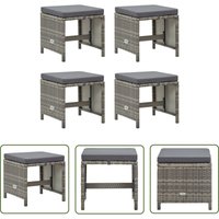 The Living Store - Gartenhocker 4 Stk. mit Sitzkissen Poly Rattan Grau - Gartenhocker - Outdoor Möbel - Rattan Möbel - Gartenstuhl - Balkonmöbeln The Living Store - Gartenhocker 4 Stk. mit Sitzkissen Poly Rattan Grau - Gartenhocker - Outdoor Möbel - Rattan Möbel - Gartenstuhl - Balkonmöbeln von THE LIVING STORE