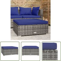 The Living Store - Gartenhocker mit Kissen Grau 70x70x30 cm Poly Rattan - Gartentisch - Lounge Möbel - Gartenstuhl - Outdoor Furniture - Gartenlounge von THE LIVING STORE