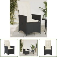 The Living Store Gartensessel Verstellbar mit Kissen Schwarz Poly Rattan - Gartenstuhl - Relaxsessel - Loungesessel - Outdoor Möbel - Gartenmöbel von THE LIVING STORE
