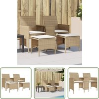 Gartensofa 2-Sitzer mit Tisch und Hockern Beige Poly Rattan - Gartensofa - Outdoor-Sofa - Terrassenmöbel - Lounge Set - Rattanmöbel - The Living Store von THE LIVING STORE