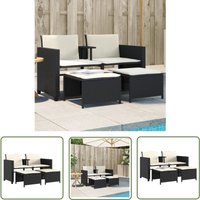 The Living Store - Gartensofa 2-Sitzer mit Tisch und Hockern Schwarz Poly Rattan - Gartensofa - Outdoor-Möbel - Esszimmerset - Balkonmöbel - Lounge The Living Store - Gartensofa 2-Sitzer mit Tisch und Hockern Schwarz Poly Rattan - Gartensofa - Outdoor-Möbel - Esszimmerset - Balkonmöbel - Lounge von THE LIVING STORE
