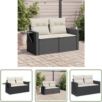 The Living Store Gartensofa mit Kissen 2-Sitzer Schwarz Poly Rattan - Gartensofa - Outdoor Möbel - Balkonmöbel - Lounge Set - Rattan Gartenmöbel von THE LIVING STORE