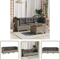 The Living Store Gartensofa mit Kissen 3-Sitzer Grau Poly Rattan - Gartensofa - Outdoor Möbel - Lounge Set - Gartenlounge - Rattan Gartenmöbel von THE LIVING STORE