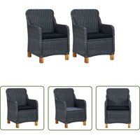 The Living Store - Gartenstühle mit Kissen 2 Stk. Poly Rattan Dunkelgrau - Gartensaßsessel - Gartenstühle - Outdoor Möbel - Balkonmöbel - Esszimmerset von THE LIVING STORE