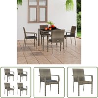Gartenstühle mit Kissen 4 Stk. Poly Rattan Grau - Gartenstühle - Outdoor Möbel - Rattan Gartenmöbel - Gartenmöbel Set - Balkonmöbel - The Living Store von THE LIVING STORE