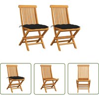 The Living Store - Gartenstühle mit Schwarzen Kissen 2 Stk. Massivholz Teak - Gartensessel - Gartenmöbel - Teakholz Gartenstuhl - Outdoor Sessel The Living Store - Gartenstühle mit Schwarzen Kissen 2 Stk. Massivholz Teak - Gartensessel - Gartenmöbel - Teakholz Gartenstuhl - Outdoor Sessel von THE LIVING STORE