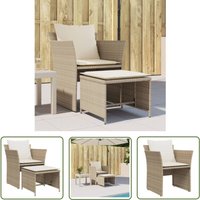 The Living Store Gartenstuhl mit Fußhocker Beige Poly Rattan - Gartenstuhl - Outdoor Möbel - Rattan Gartenmöbel - Lounge Chair - Esszimmer Stühle von THE LIVING STORE