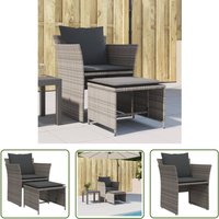 Gartenstuhl mit Fußhocker Grau Poly Rattan - Gartenstuhl - Outdoor Möbel - Esszimmergarnitur - Lounge Set - Balkonmöbel - The Living Store von THE LIVING STORE