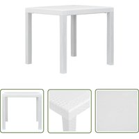 Gartentisch Weiß 79x79x72 cm Kunststoff Rattan-Optik - Gartentisch - Kunststofftisch - Rattan Optik - Weißer Gartentisch - Wetterfest - The Living von THE LIVING STORE