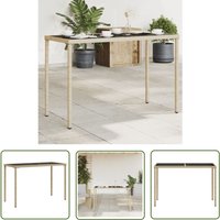 The Living Store - Gartentisch mit Glasplatte Beige 115x54x74 cm Poly Rattan - Gartentisch - Esstisch - Outdoortisch - Terrassenmöbel - Gartenmöbelset von THE LIVING STORE
