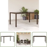 Gartentisch mit Glasplatte Braun 150x90x75 cm Poly Rattan - Gartentisch - Esstisch - Outdoortisch - Terrassenmöbel - Gartenmöbel - The Living Store von THE LIVING STORE