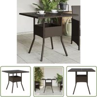 Gartentisch mit Glasplatte Braun 80x80x75 cm Poly Rattan - Gartentisch - Esstisch - Terrassenmöbel - Gartenmöbel - Outdoor Tisch - The Living Store von THE LIVING STORE