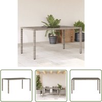 Gartentisch mit Glasplatte Grau 150x90x75 cm Poly Rattan - Gartentisch - Esstisch - Outdoortisch - Terrassenmöbel - Gartenmöbel - The Living Store von THE LIVING STORE