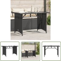 Gartentisch mit Glasplatte Schwarz 110x68x70 cm Poly Rattan - Gartentisch - Esstisch - Outdoortisch - Terrassenmöbel - Gartenmöbel - The Living Store von THE LIVING STORE