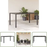The Living Store - Gartentisch mit Glasplatte Schwarz 150x90x75 cm Poly Rattan - Gartentisch - Esstisch - Outdoortisch - Terrassenmöbel von THE LIVING STORE