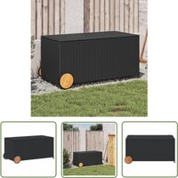 The Living Store - Gartentruhe mit Rollen Schwarz 190L Poly Rattan - Gartentruhe - Outdoor Box - Lagerung - Gartenorganisation - Wetterfest von THE LIVING STORE