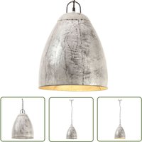 The Living Store Hängelampe Industriestil 25 W Silbern Rund 32 cm E27 - Hängelampe - Industrielampen - Deckenlampe - Silberne Lampe - Eisenlampe von THE LIVING STORE
