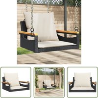 The Living Store Hängesessel mit Kissen Schwarz 63x62x40 cm Poly Rattan - Hollywoodschaukel - Gartenschaukel - Gartenmöbel - Balkonmöbel - Lounge von THE LIVING STORE