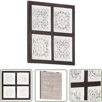 The Living Store - Handgeschnitztes Wandpaneel mdf 40x40x1,5 cm Braun und Weiß - Wanddeko - Wandpaneel - Holzdekor - mdf Panel - Wohnaccessoires von THE LIVING STORE