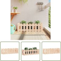 The Living Store - Hochbeet Lattenzaun-Design 100x30x30 cm Massivholz Kiefer - Holz Hochbeet - Kiefern Hochbeet - Hochbeet Mit Lattenzaun Design von THE LIVING STORE