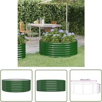 The Living Store - Hochbeet Pulverbeschichteter Stahl 100x100x36 cm Grün - Hochbeet - Pflanzenbehälter - Gartengeräte - Balkonbepflanzung - Terrasse von THE LIVING STORE