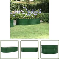 The Living Store - Hochbeet Pulverbeschichteter Stahl 152x80x36 cm Grün - Hochbeet - Gartenmöbel - Stahltanks - Pflanzenbehälter - Balkonbepflanzung von THE LIVING STORE