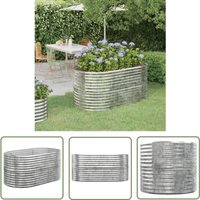 The Living Store - Hochbeet Pulverbeschichteter Stahl 152x80x68 cm Silbern - Hochbeet - Pflanzenbehälter - Gartenmöbel - Stahltank - Outdoor von THE LIVING STORE