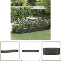 The Living Store Hochbeet Pulverbeschichteter Stahl 322x100x36 cm Anthrazit - Hochbeet - Pflanzenbehälter - Gartenmöbel - Stahllösung - Outdoor von THE LIVING STORE