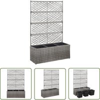 The Living Store - Hochbeet mit Rankgitter 3 Töpfe 83×30×130cm Poly Rattan Grau - Hochbeet - Pflanzenbehälter - Blumenerde - Balkonbepflanzung von THE LIVING STORE
