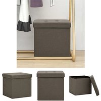 The Living Store - Hocker mit Stauraum Braun Leinenoptik - Klappstühle & Hocker - Braun von THE LIVING STORE