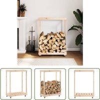 The Living Store - Kaminholzregal mit Rollen 76,5x40x108 cm Massivholz Kiefer - Kaminholzregal - Holzkasten - Brennholzlagerung von THE LIVING STORE