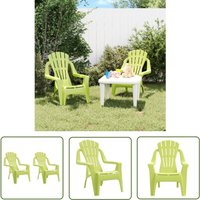 Kinder-Gartenstühle 2 Stk. Grün 37x34x44 cm pp Holzoptik - Kindergartensessel - Gartenstühle Für Kinder - Spielplatz Möbel - Outdoor Stuhl von THE LIVING STORE