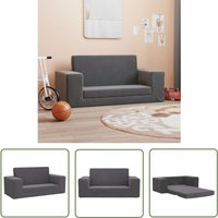 The Living Store - Kinder-Schlafsofa 2-Sitzer Anthrazit Weicher Plüsch - Kinder-Sofa - Kindercouch - Schlafsofa - Kuschelbett - Spielplatz von THE LIVING STORE