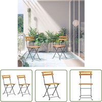 The Living Store - Klappbare Gartenstühle 2 Stk. Stahl und Massivholz Akazie - Klappbarer Stuhl - Gartenstuhl - Esszimmerstuhl - Outdoor Möbel von THE LIVING STORE