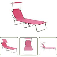 The Living Store - Klappliege mit Sonnendach Rosa Aluminium - Sonnenliege - Gartenliege - Klappliege - Aluminium Liege - Outdoor Möbel The Living Store - Klappliege mit Sonnendach Rosa Aluminium - Sonnenliege - Gartenliege - Klappliege - Aluminium Liege - Outdoor Möbel von THE LIVING STORE