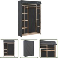The Living Store - Kleiderschrank Grau 110 x 40 x 170 cm Stoff - Kleiderschrank - Garderobe - Textilschrank - Stoffschrank - Grau von THE LIVING STORE
