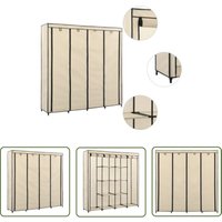 The Living Store Kleiderschrank mit 4 Fächern Creme 175 x 45 x 170 cm - Kleiderständer - Garderobenstange - Kommode - Stauraum - Schuhschrank von THE LIVING STORE
