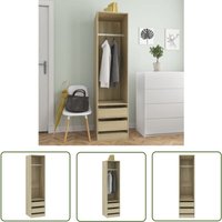 The Living Store - Kleiderschrank mit Schubladen Sonoma-Eiche 50x50x200 cm - Schreibtisch - Kommode - Garderobe - Kleiderschrank - Möbel von THE LIVING STORE