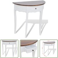 Konsolentisch mit Schublade und Brauner Tischplatte Halbrund - Konsolentisch - Beistelltisch - Sideboard - Wohnraummöbel - Holztisch - The Living von THE LIVING STORE