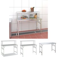 The Living Store - Küchen-Arbeitstisch mit Aufsatzboard 120x60x115 cm Edelstahl - Gastronomie von THE LIVING STORE