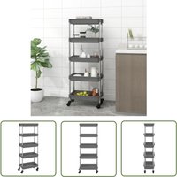The Living Store - Küchenwagen 5 Etagen Grau 42x29x128 cm Eisen und abs - Küchentrolley - Küchenwagen - Stauraummöbel - Rollcontainer von THE LIVING STORE