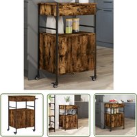 Küchenwagen Räuchereiche 56x43x89,5 cm Holzwerkstoff - Küchenwagen - Holzwerkstoff - Vintage - Küchentisch - Speisekammer - The Living Store Küchenwagen Räuchereiche 56x43x89,5 cm Holzwerkstoff - Küchenwagen - Holzwerkstoff - Vintage - Küchentisch - Speisekammer - The Living Store von THE LIVING STORE