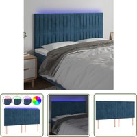 The Living Store LED Kopfteil Dunkelblau 180x5x118/128 cm Samt - Samt Kopfteil - Bettkopf - LED Beleuchtung - Nachttischlampe - Leselampe von THE LIVING STORE
