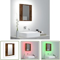 The Living Store - LED-Spiegelschrank Räuchereiche 40x12x45 cm Holzwerkstoff - LED-Spiegelschrank - Badezimmermöbel - Holzwerkstoff - Acryl von THE LIVING STORE