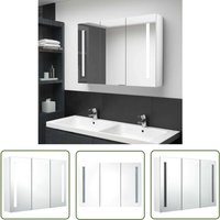 The Living Store LED-Spiegelschrank fürs Bad 89x14x62 cm Glänzend Weiß - LED-Spiegelschrank - Badezimmermöbel - Wandspiegel - Kosmetikspiegel von THE LIVING STORE